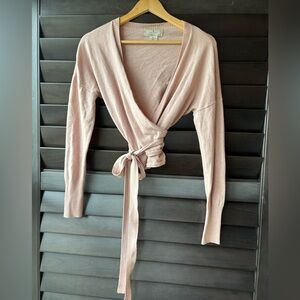 Ruby Moon Women's Medium Light Pink Wrap Around Long Sleeve Sweater